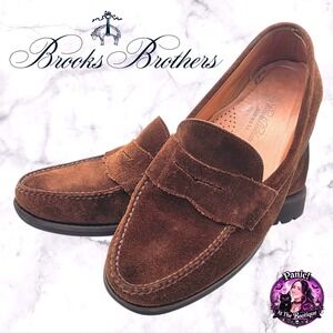 Brooks Brothers Penny Loafer Mens 10.5 D Brown Suede Vibram Sole Made in USA